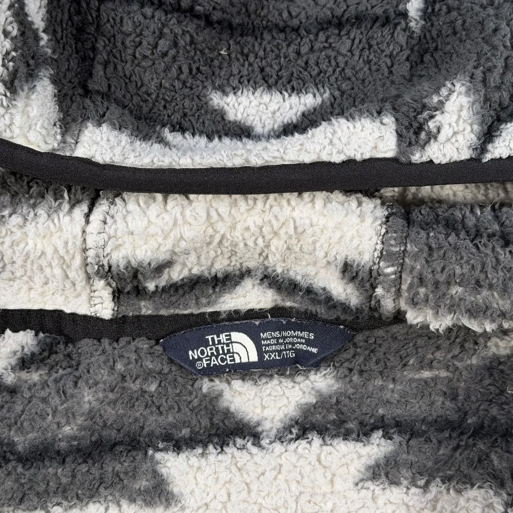 The North Face Hoodie Mens 2XL Black White Sherpa Aztec Fleece 1/2 Zip Pullover